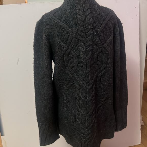 VERONICA BEARD CABLE KNIT CHUNKY HIGH‎ LOW WOOL BLEND SWEATER SIZE L - Picture 2 of 9